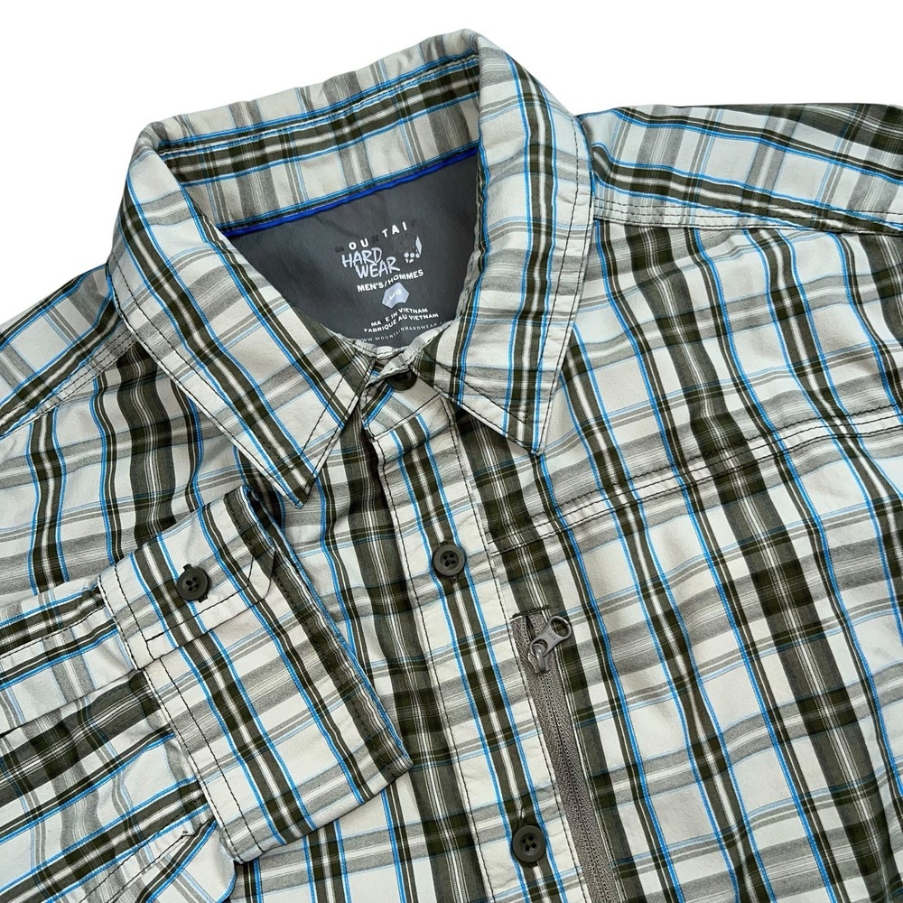 Mountain Hardwear Mens Large Green Plaid Long Sleeve Button UP Performance Shirt
